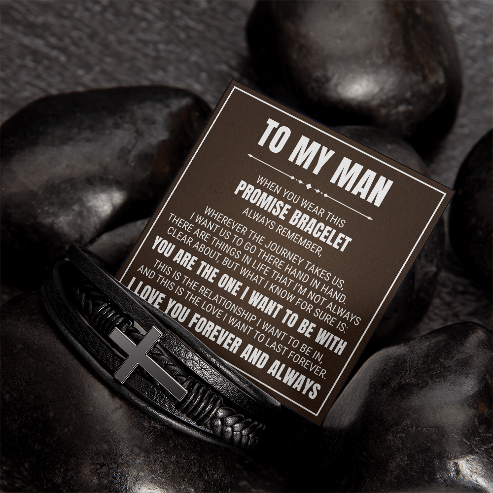 Men's Cross Bracelet - To My Man "I Love You Forever and Always"