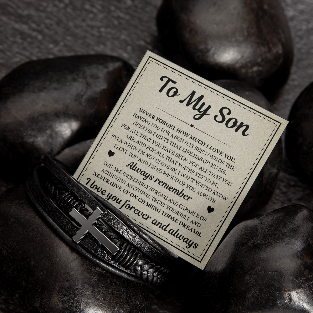 Men's Cross Bracelet - To My Son "Always Remember"