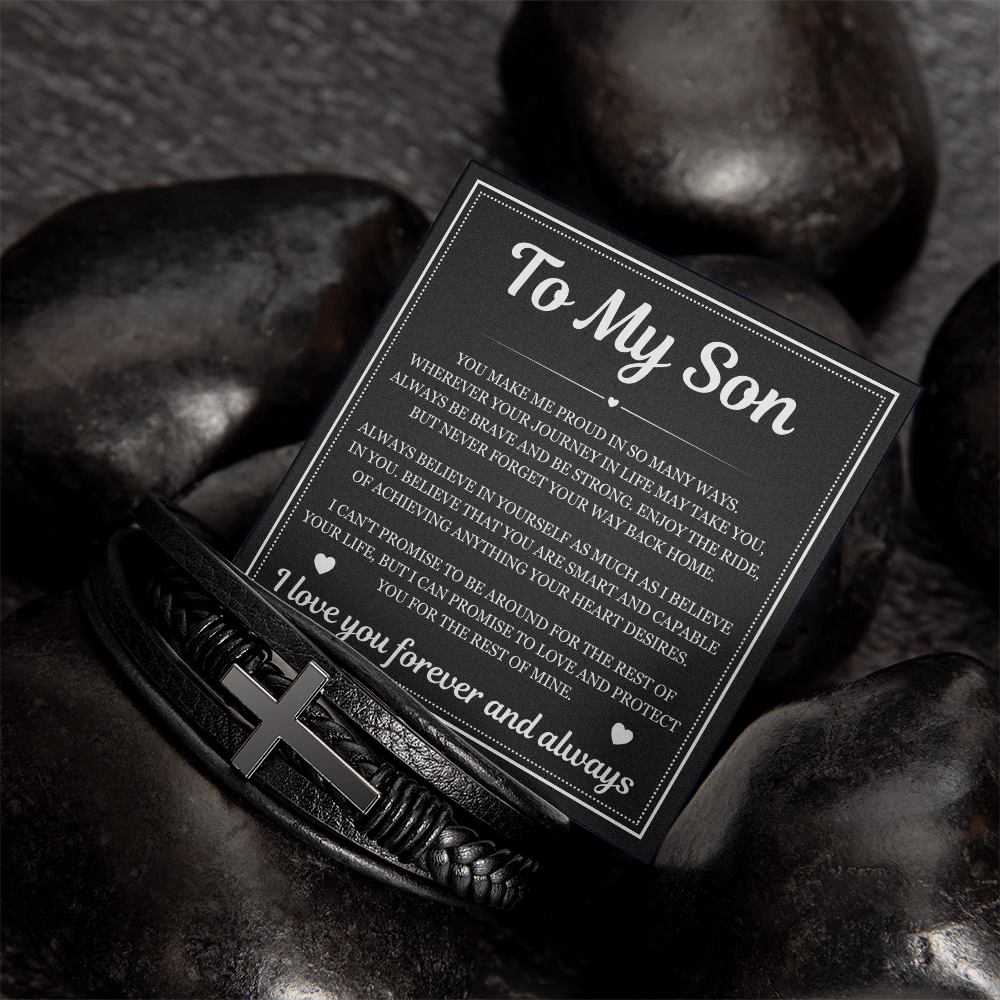 Men's Cross Bracelet - To My Son "You Make Me Proud"