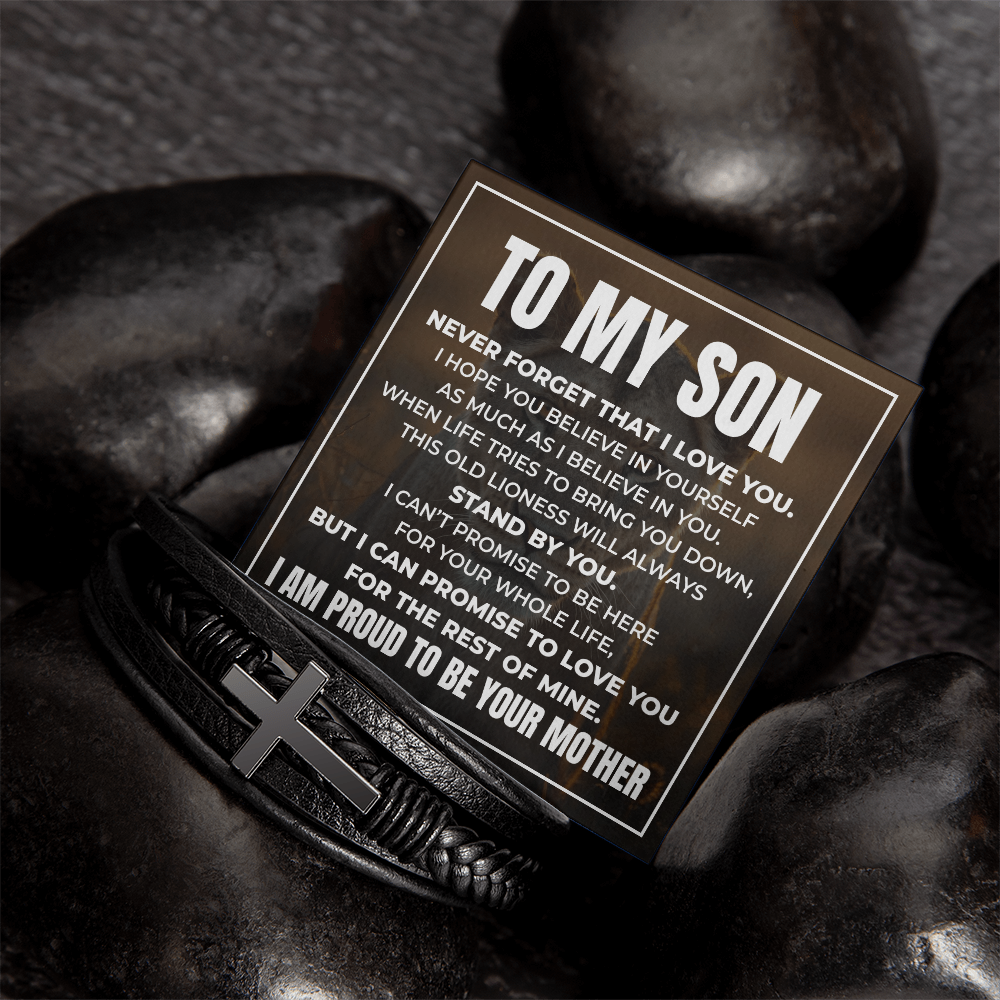 Men's Cross Bracelet - To My Son "I Believe In You"