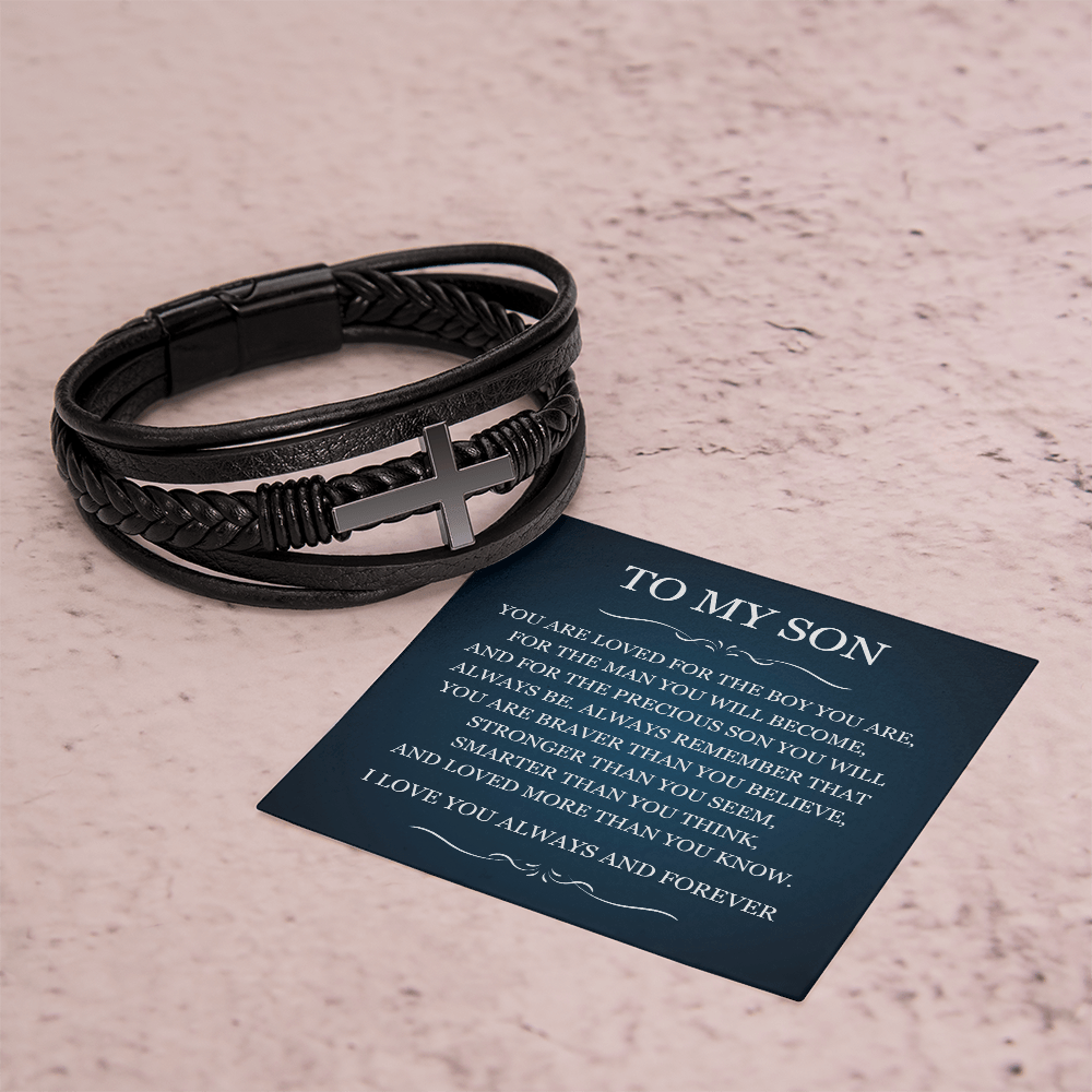 Men's Cross Bracelet - To My Son