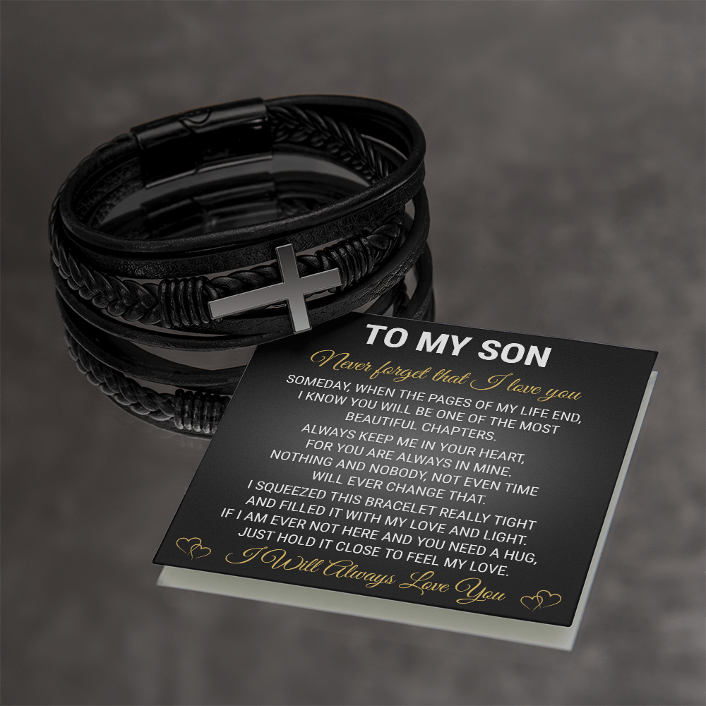 Men's Cross Bracelet - To My Son