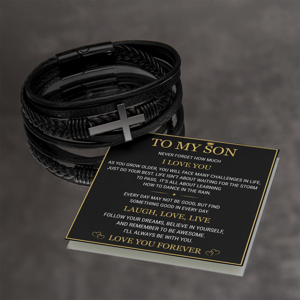 Men's Cross Bracelet - To My Son
