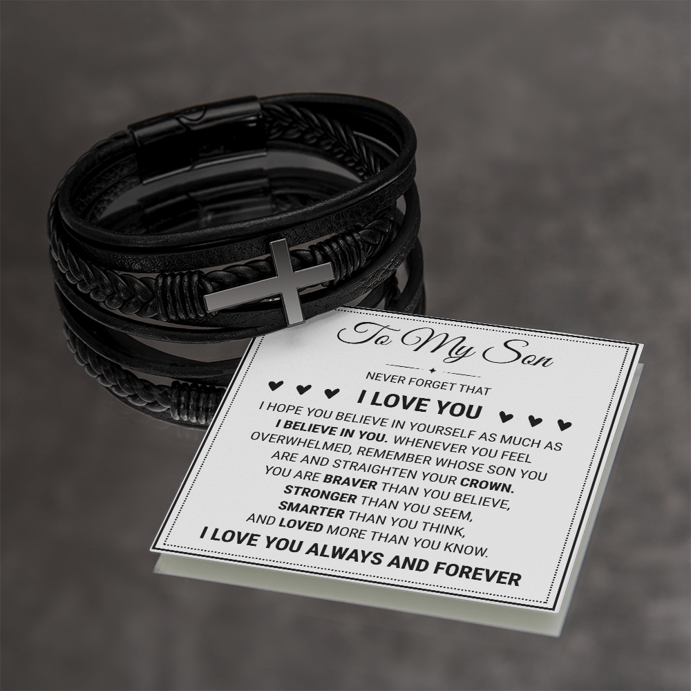Men's Cross Bracelet - To My Son