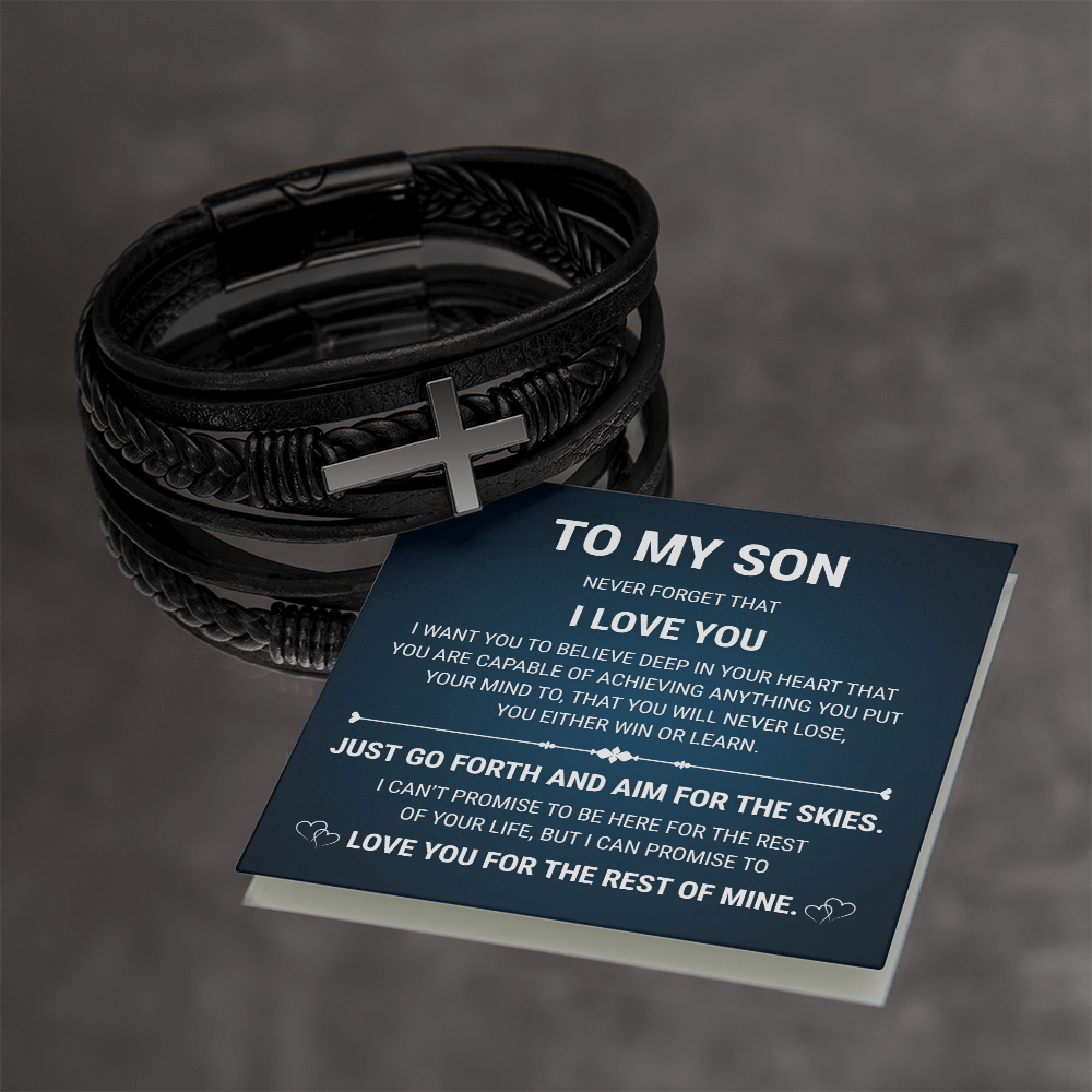 Men's Cross Bracelet - To My Son