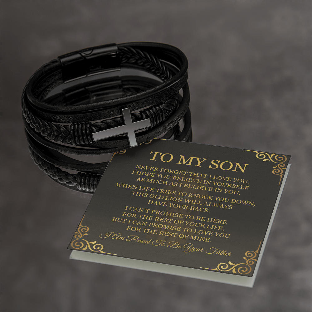 Men's Cross Bracelet - To My Son