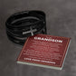 Men's Cross Bracelet - To My Grandson "I Love You Now and Forever"
