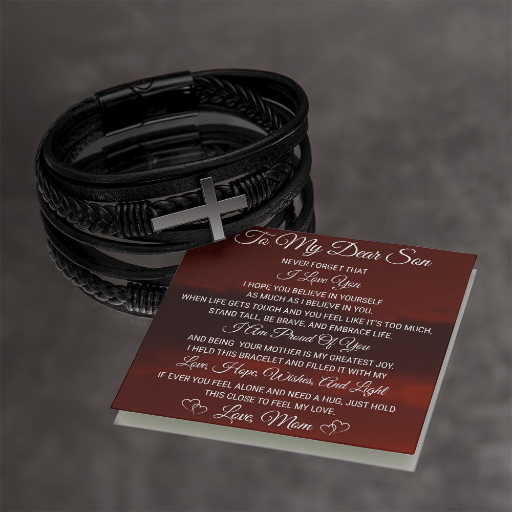 Men's Cross Bracelet - To My Dear Son