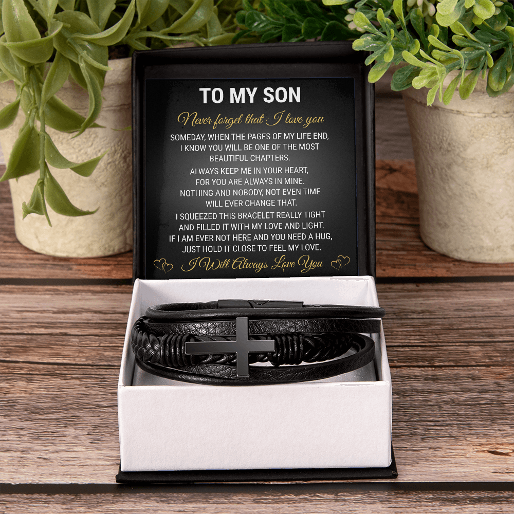 Men's Cross Bracelet - To My Son
