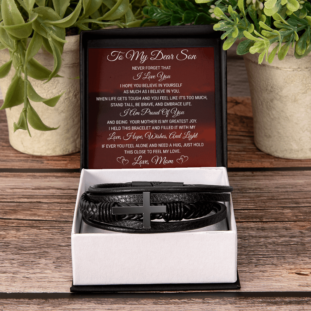 Men's Cross Bracelet - To My Dear Son
