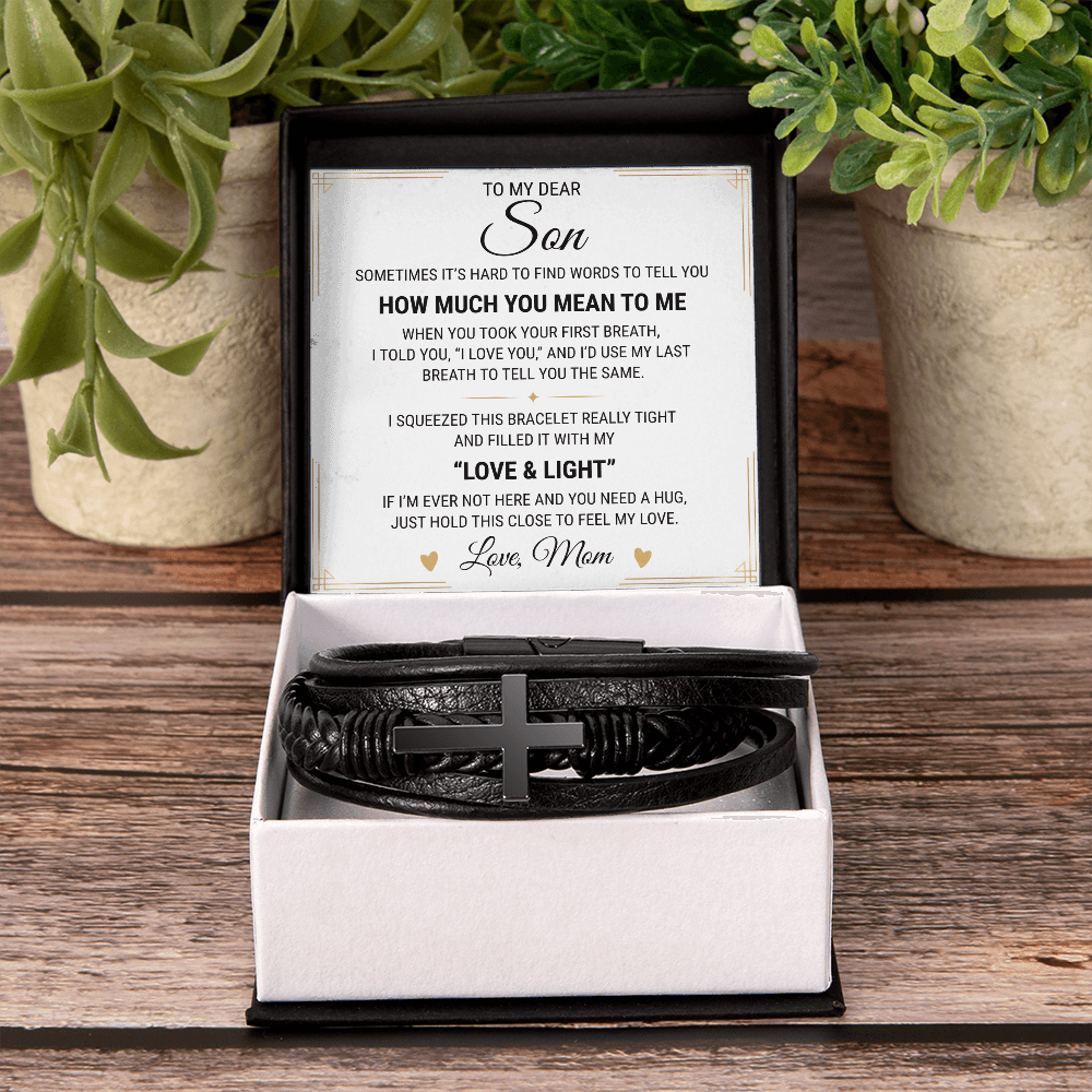 Men's Cross Bracelet - To My Dear Son