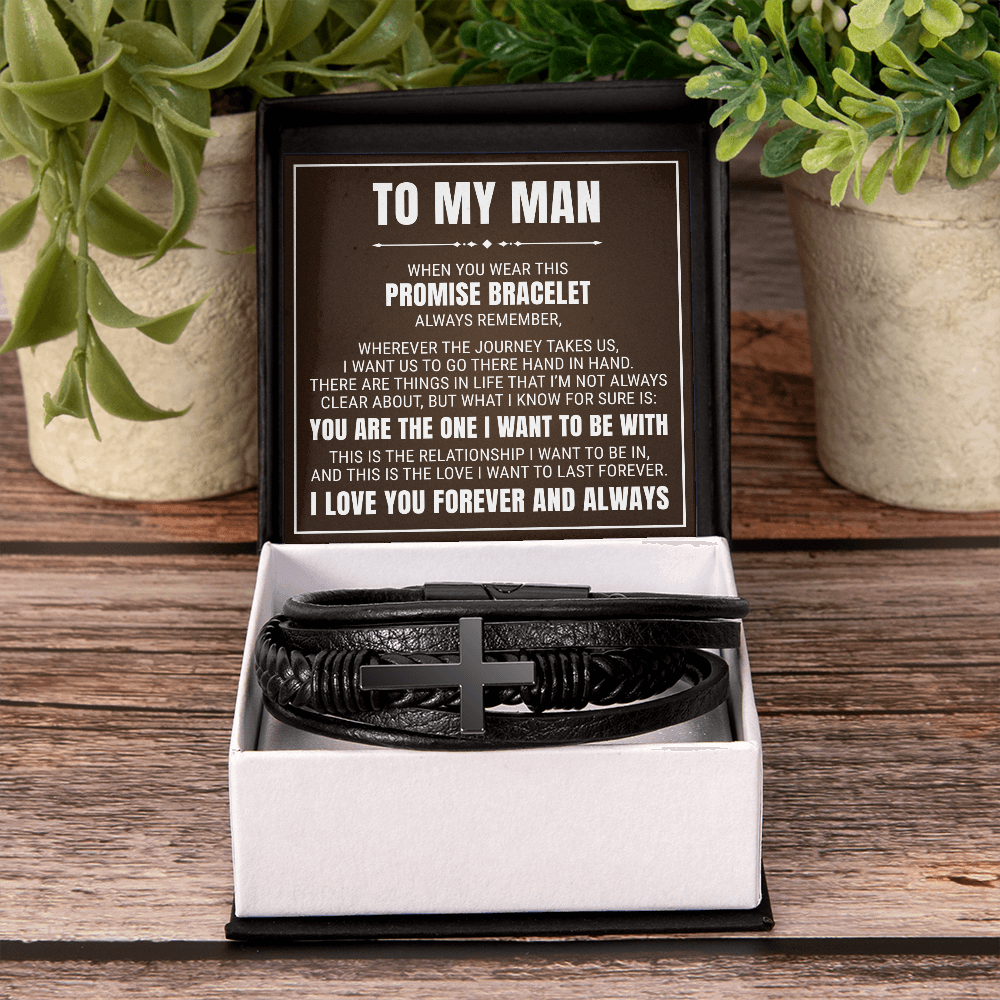 Men's Cross Bracelet - To My Man "I Love You Forever and Always"