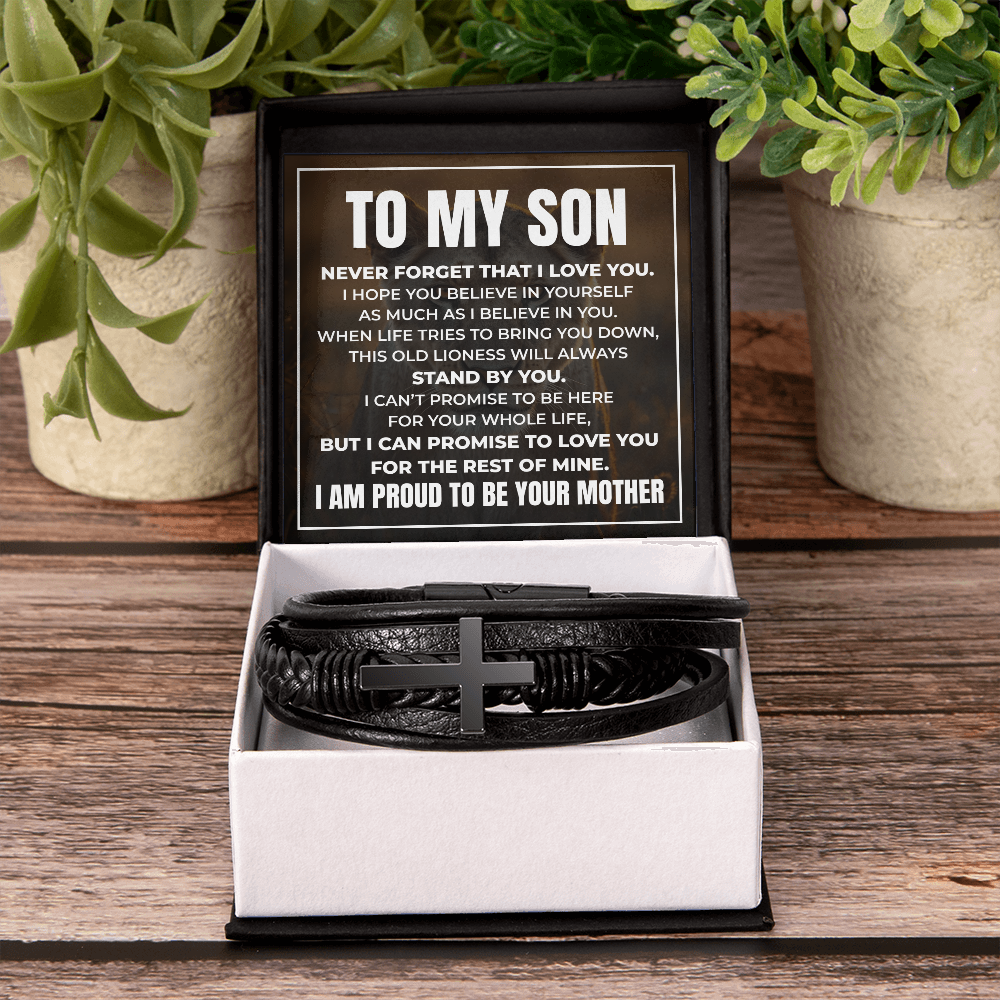 Men's Cross Bracelet - To My Son "I Believe In You"