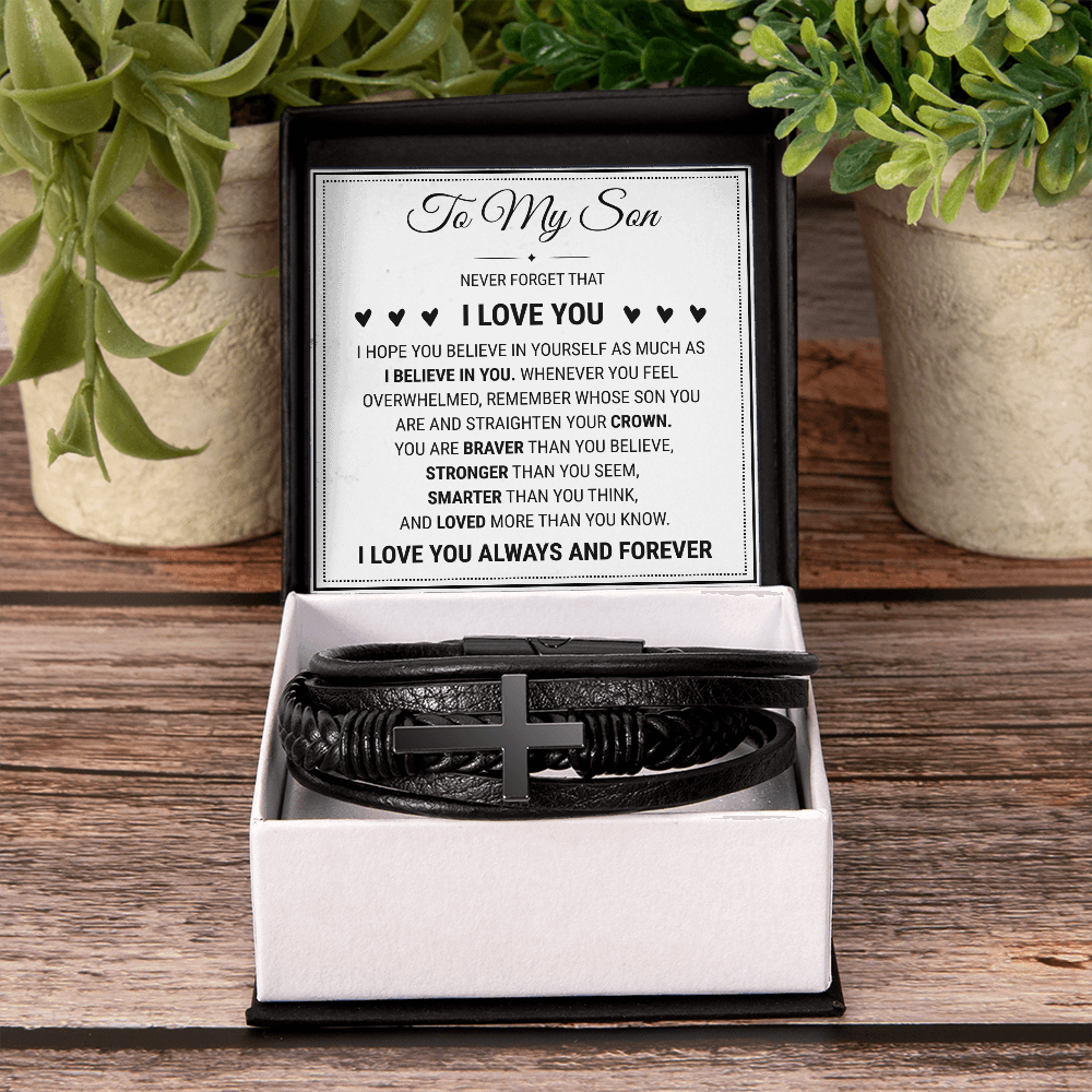 Men's Cross Bracelet - To My Son