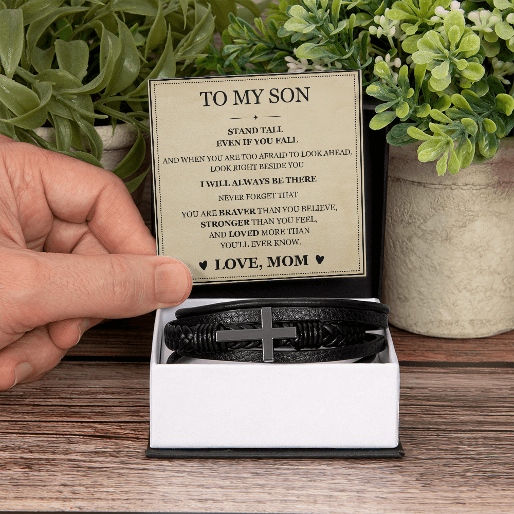 Men's Cross Bracelet - To My Son