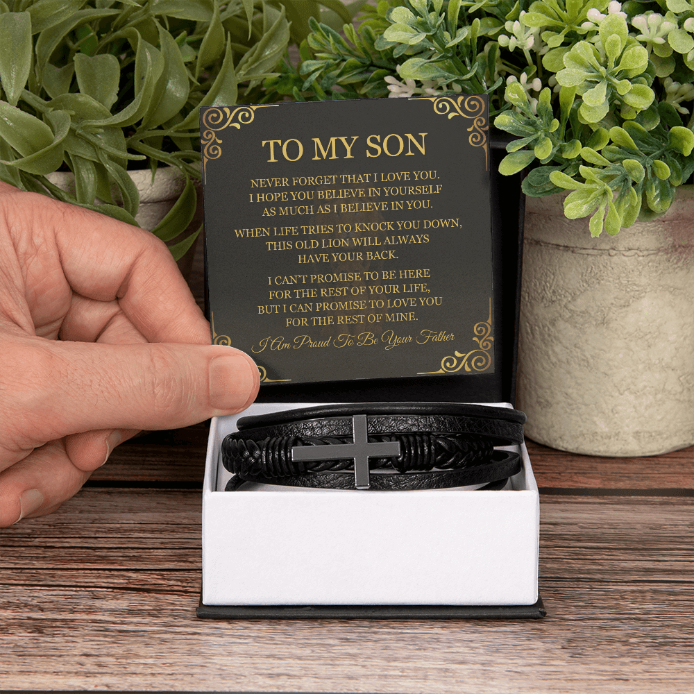 Men's Cross Bracelet - To My Son