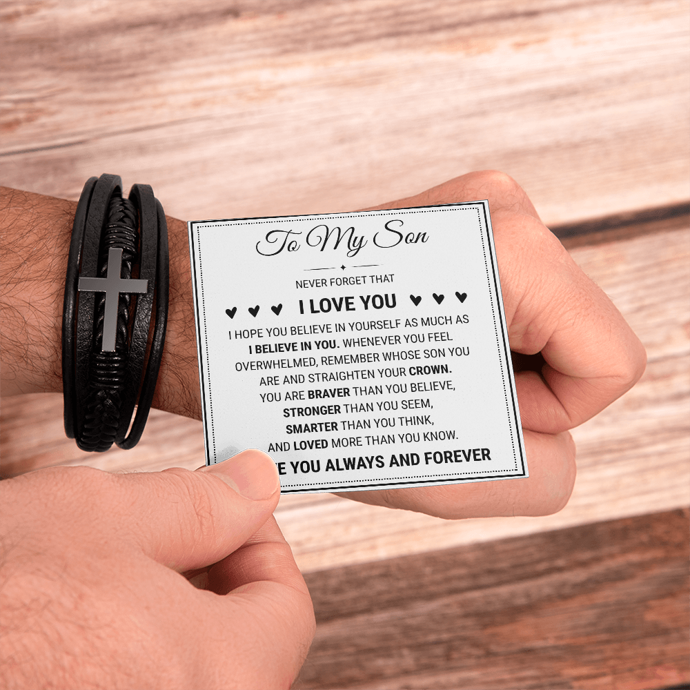 Men's Cross Bracelet - To My Son