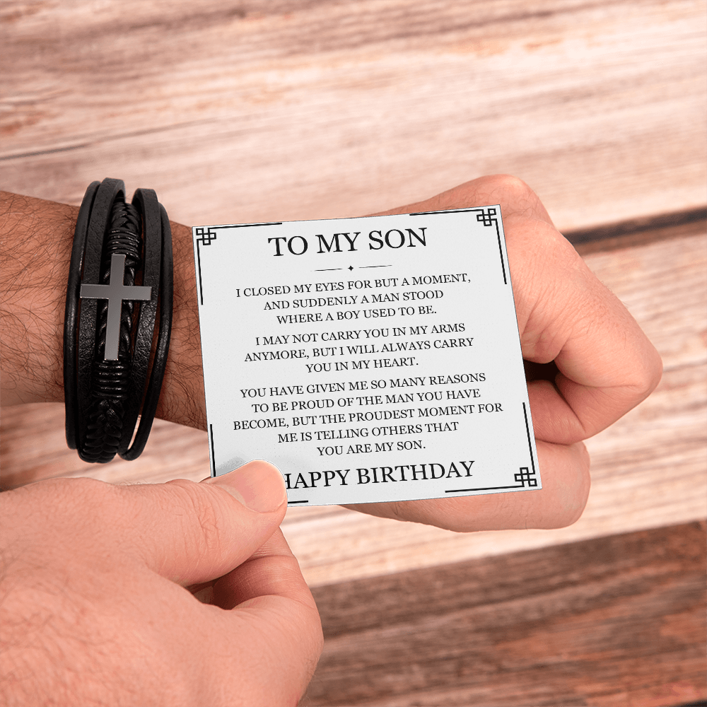 Men's Cross Bracelet - To My Son