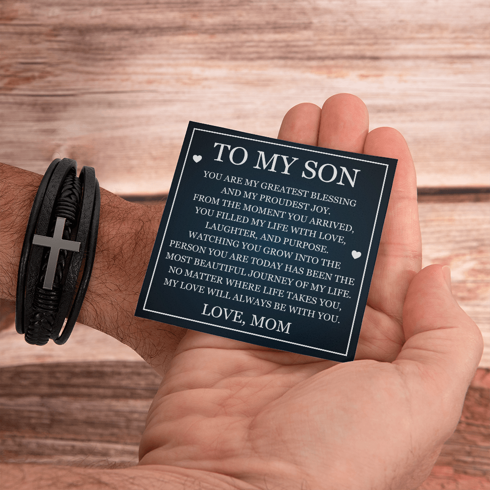 Men's Cross Bracelet - To My Son "My Greatest Blessing"