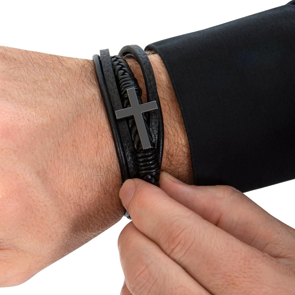 Men's Cross Bracelet - To My Grandson "Stay True To Yourself"