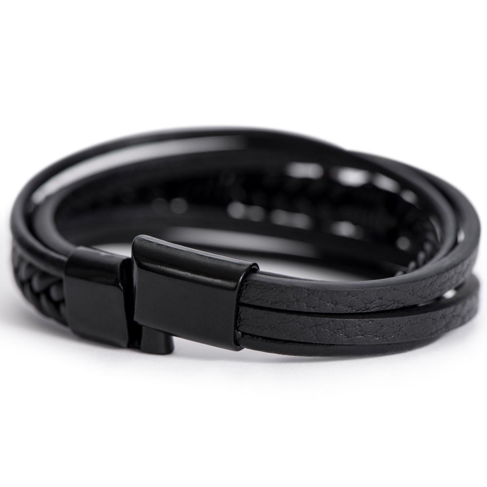 Men's Cross Bracelet - To My Grandson "Never Forget How Much I Love You"