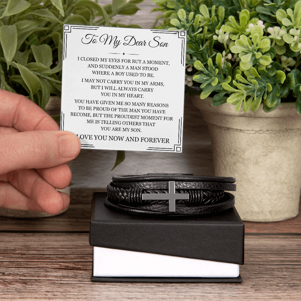 Men's Cross Bracelet - To My Dear Son