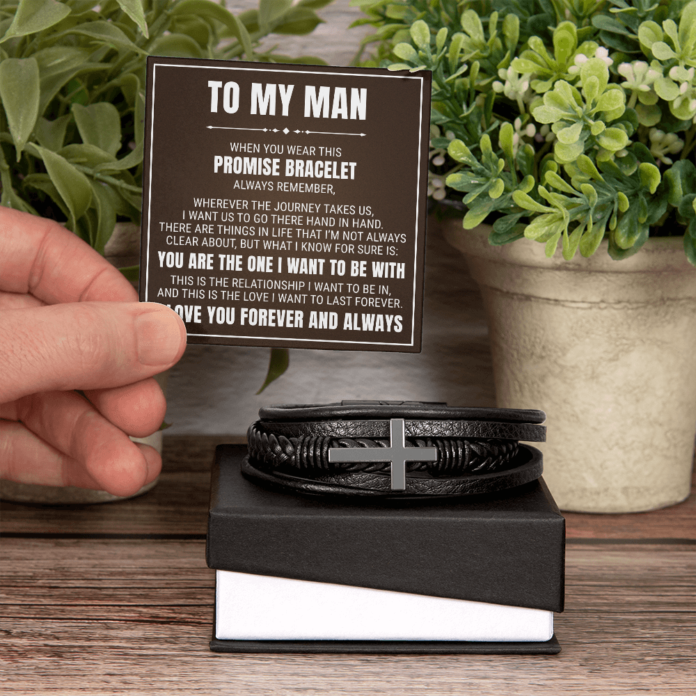 Men's Cross Bracelet - To My Man "I Love You Forever and Always"