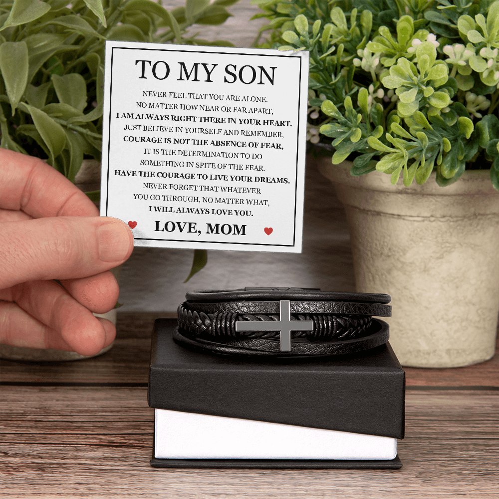 Men's Cross Bracelet - To My Son "I Will Always Love You"