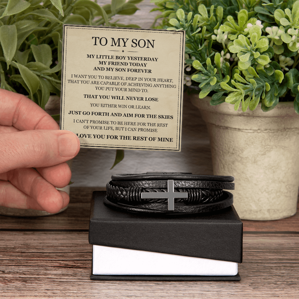 Men's Cross Bracelet - To My Son