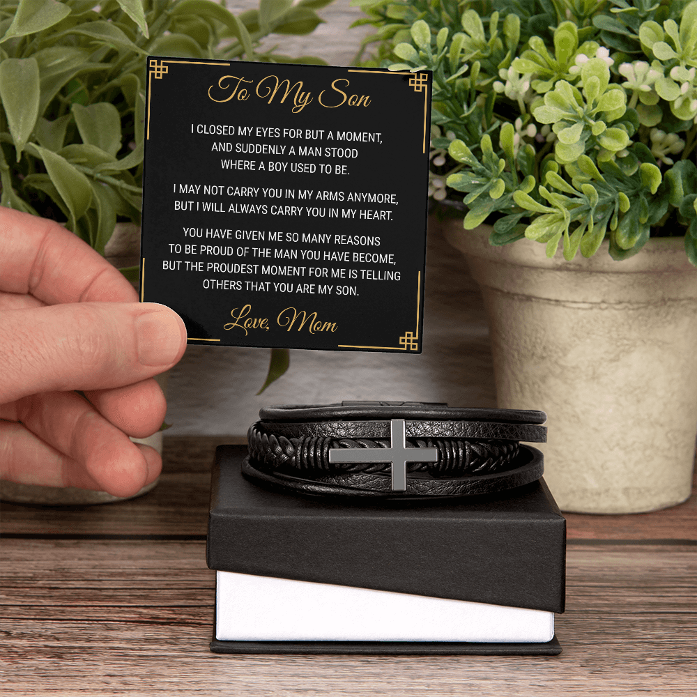Men's Cross Bracelet - To My Son