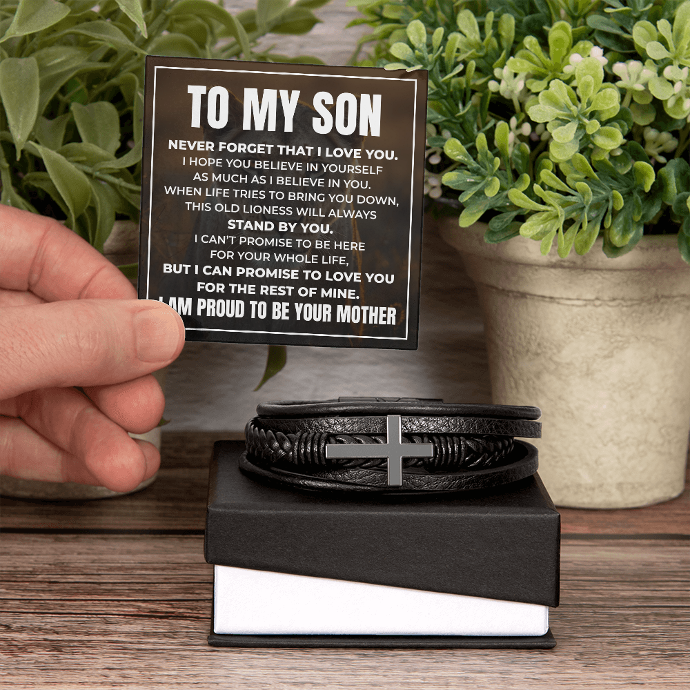 Men's Cross Bracelet - To My Son "I Believe In You"