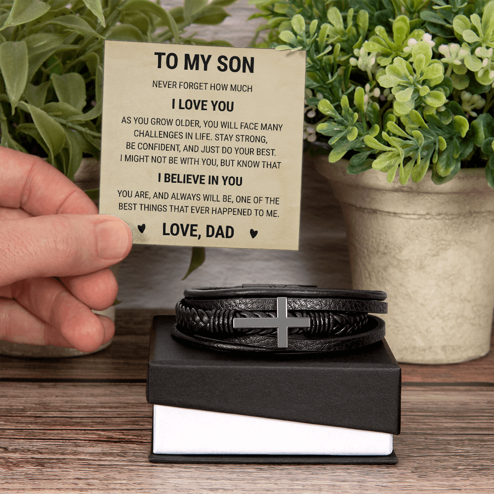 Men's Cross Bracelet - To My Son