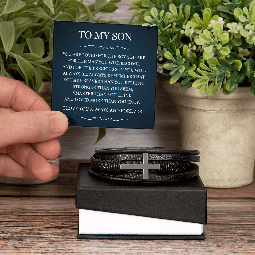 Men's Cross Bracelet - To My Son