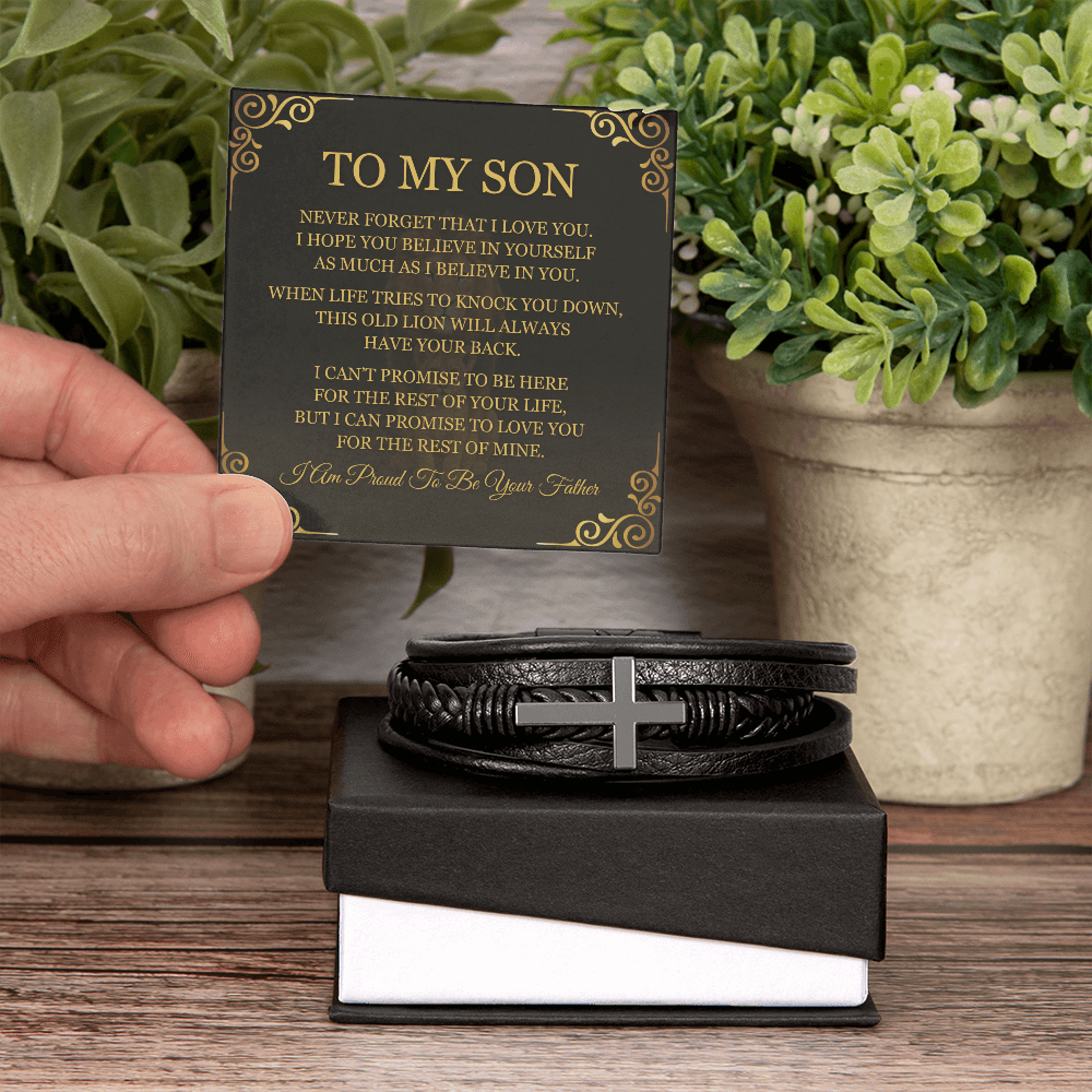 Men's Cross Bracelet - To My Son