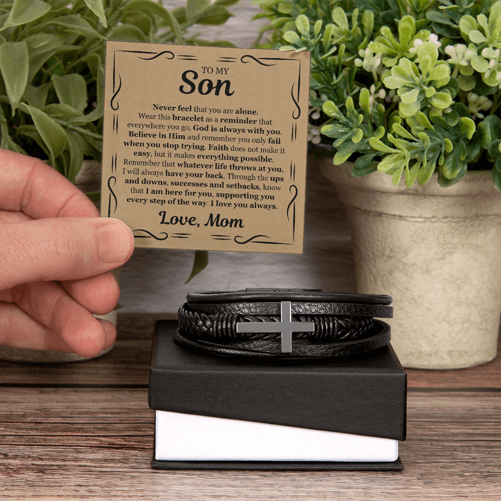 Cross Bracelet - To My Son "I Am Here For You"