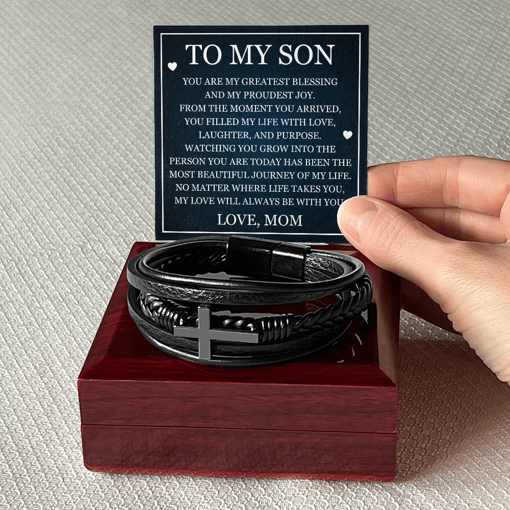 Men's Cross Bracelet - To My Son "My Greatest Blessing"