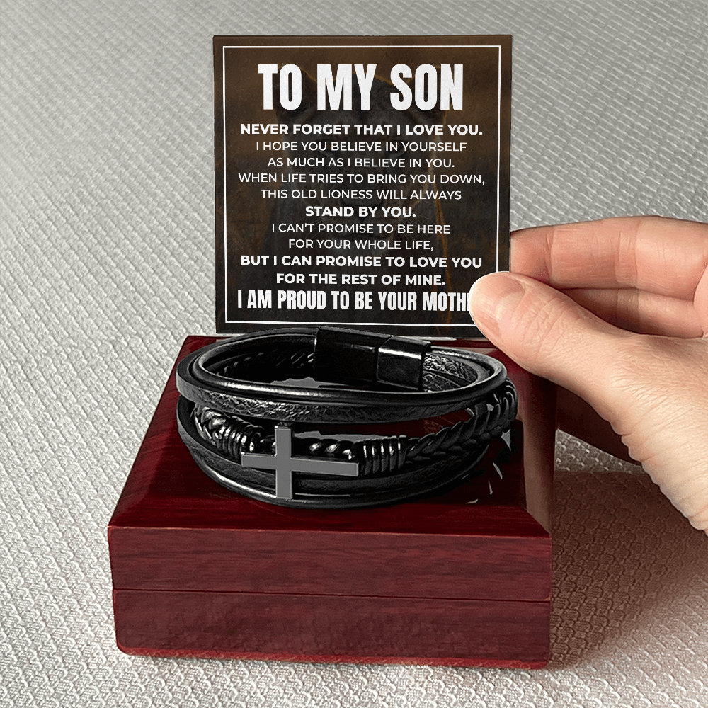 Men's Cross Bracelet - To My Son "I Believe In You"