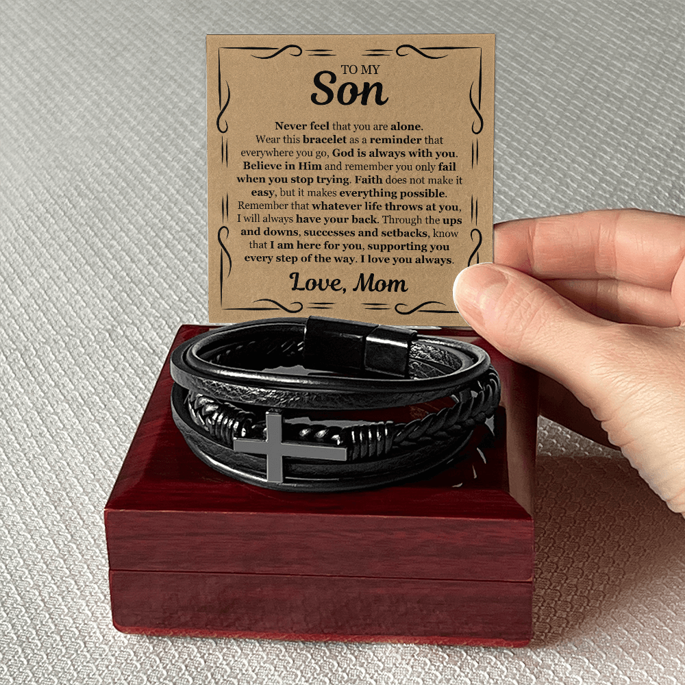 Cross Bracelet - To My Son "I Am Here For You"