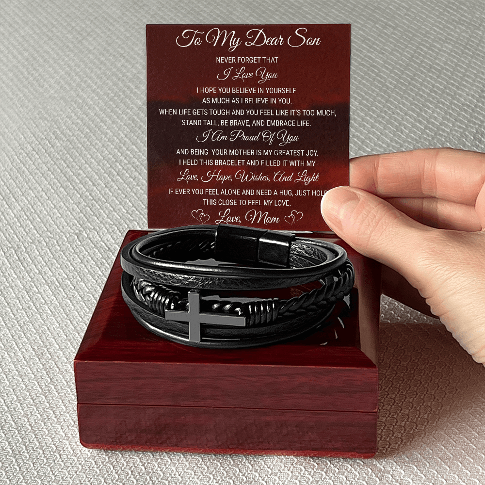 Men's Cross Bracelet - To My Dear Son