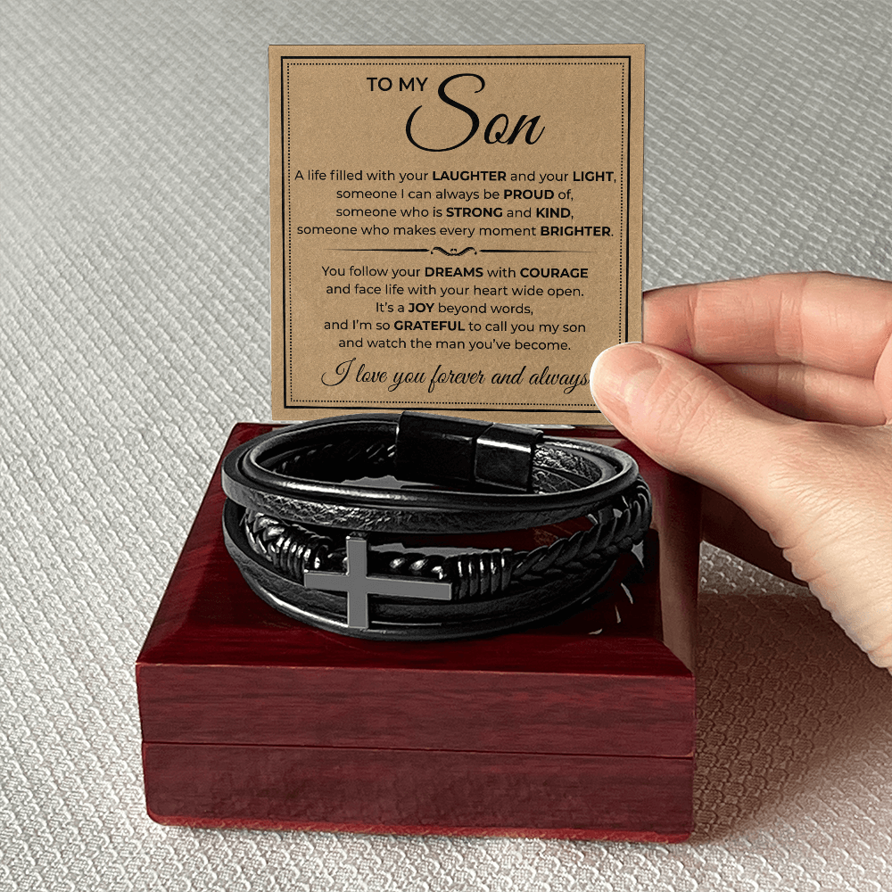 Men's Cross Bracelet - To My Son
