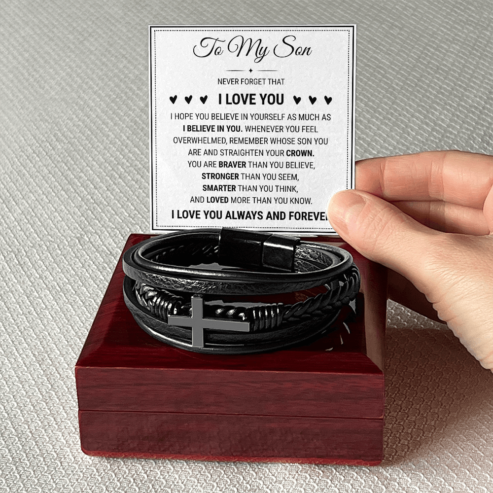 Men's Cross Bracelet - To My Son