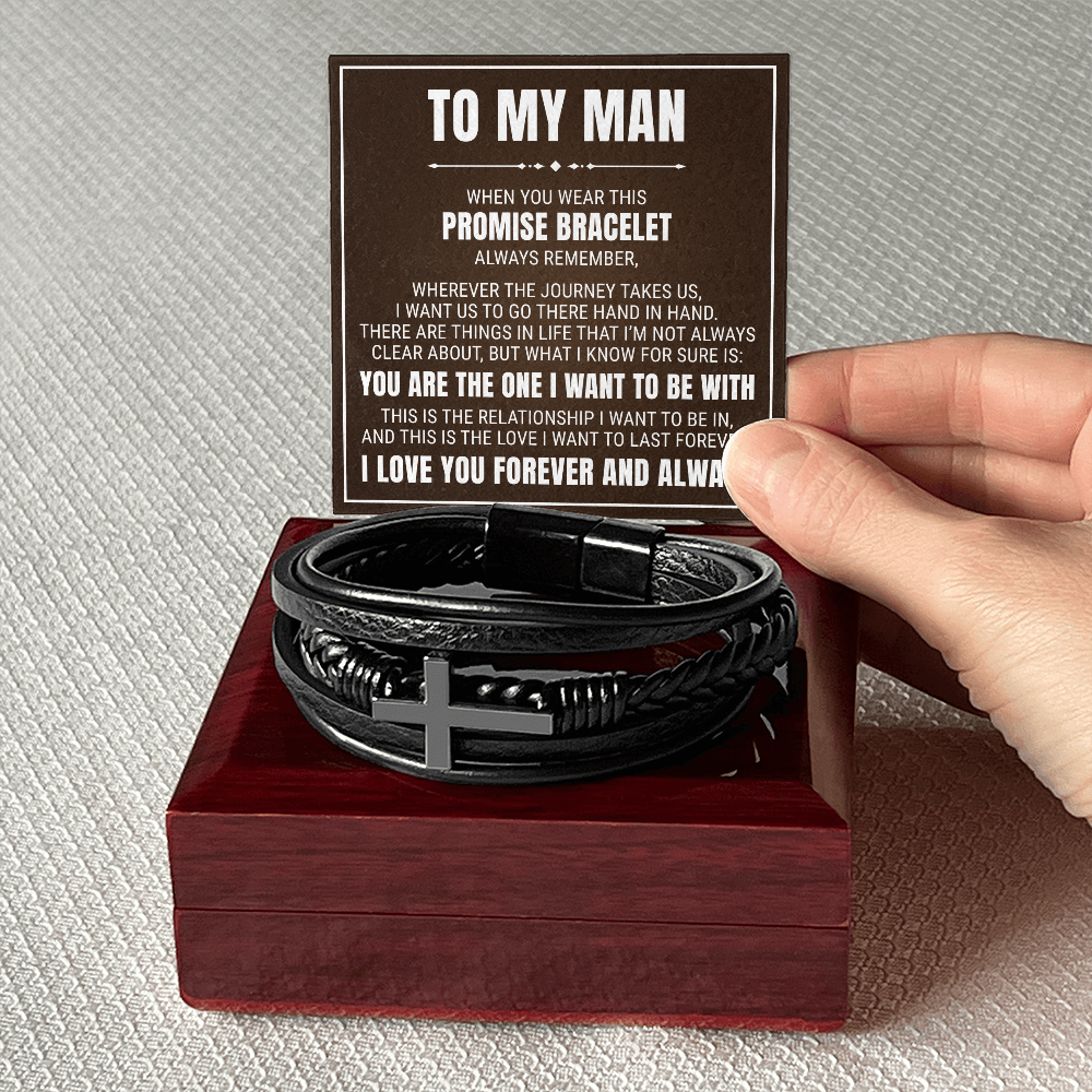Men's Cross Bracelet - To My Man "I Love You Forever and Always"