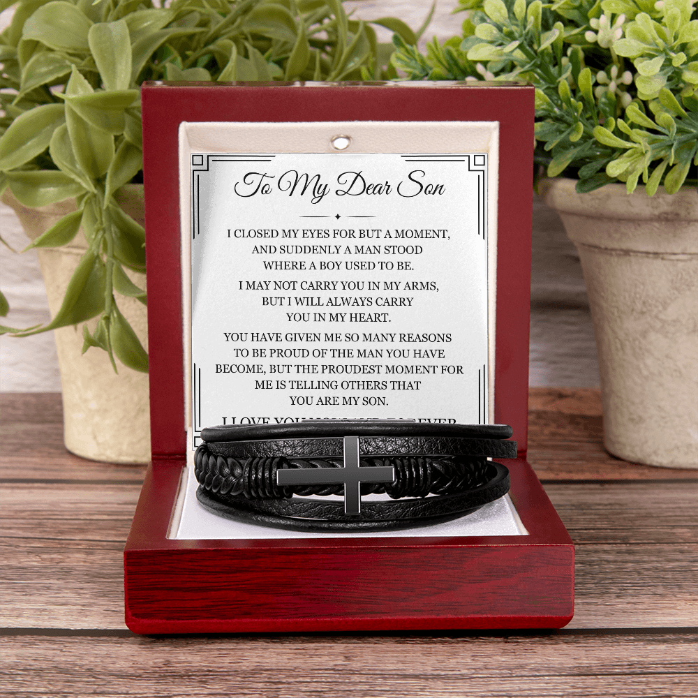 Men's Cross Bracelet - To My Dear Son