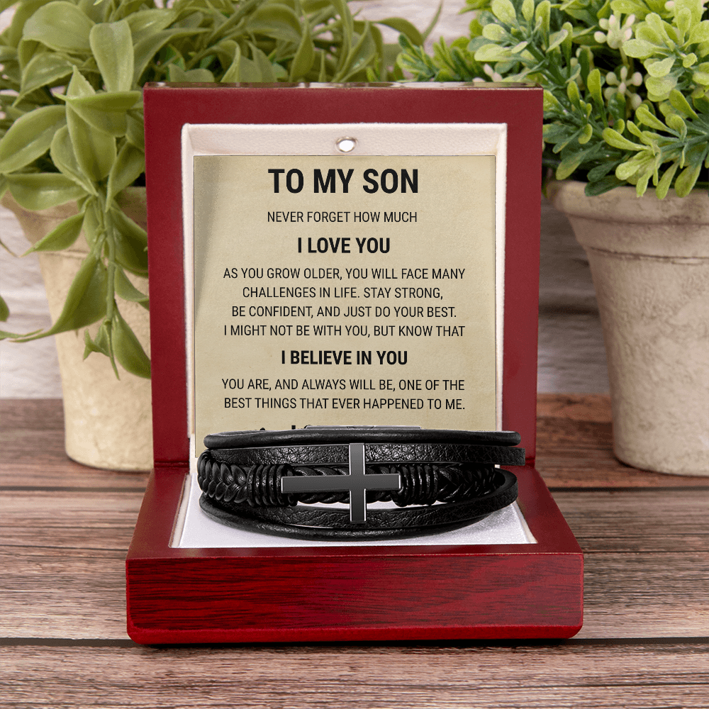 Men's Cross Bracelet - To My Son