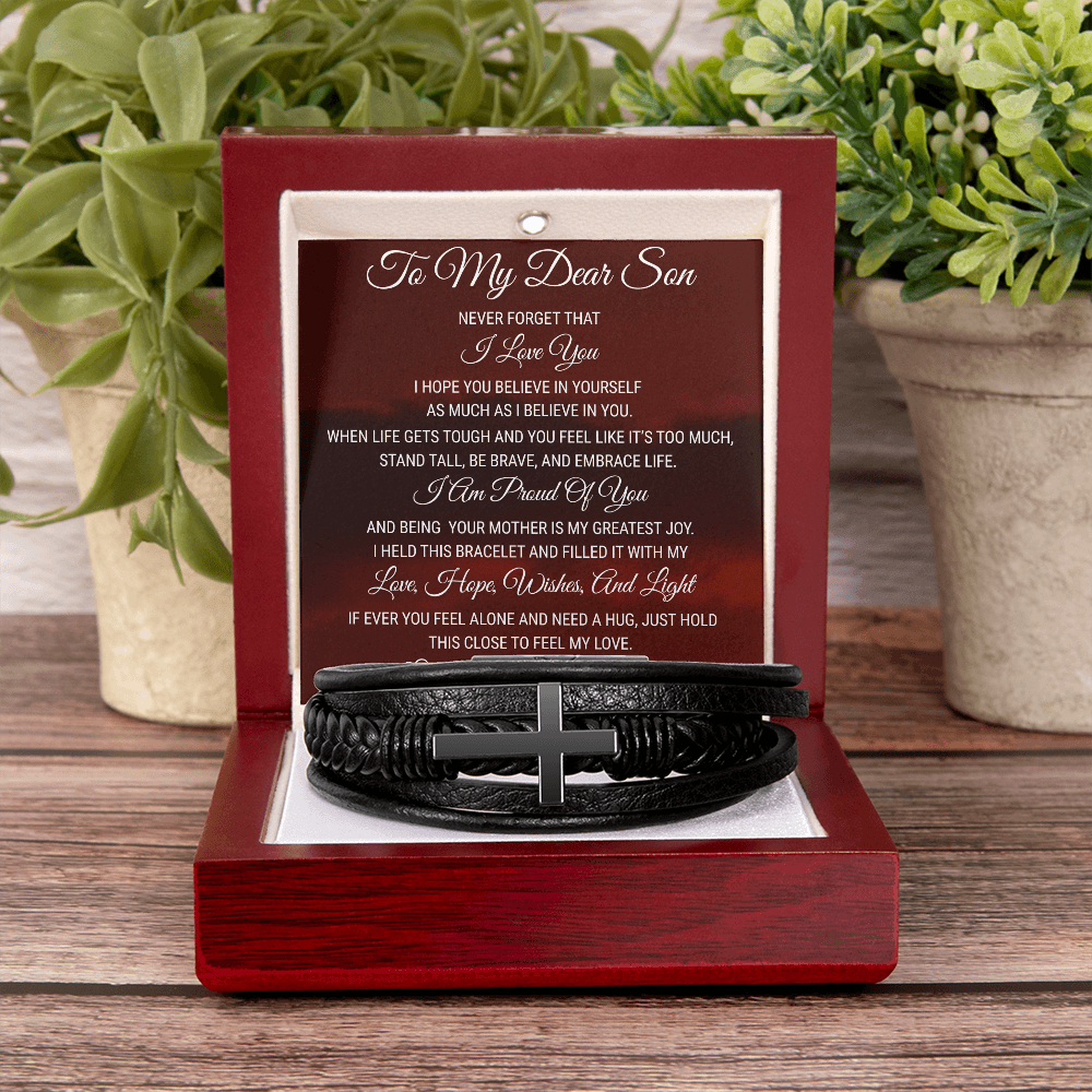 Men's Cross Bracelet - To My Dear Son