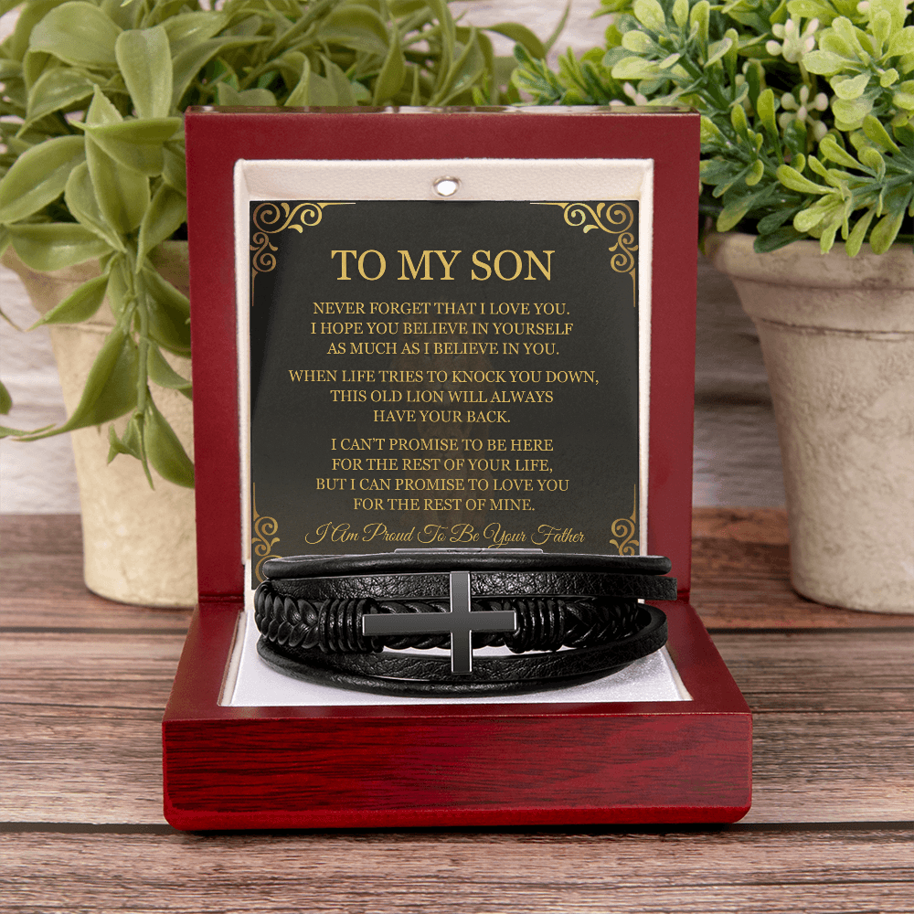 Men's Cross Bracelet - To My Son