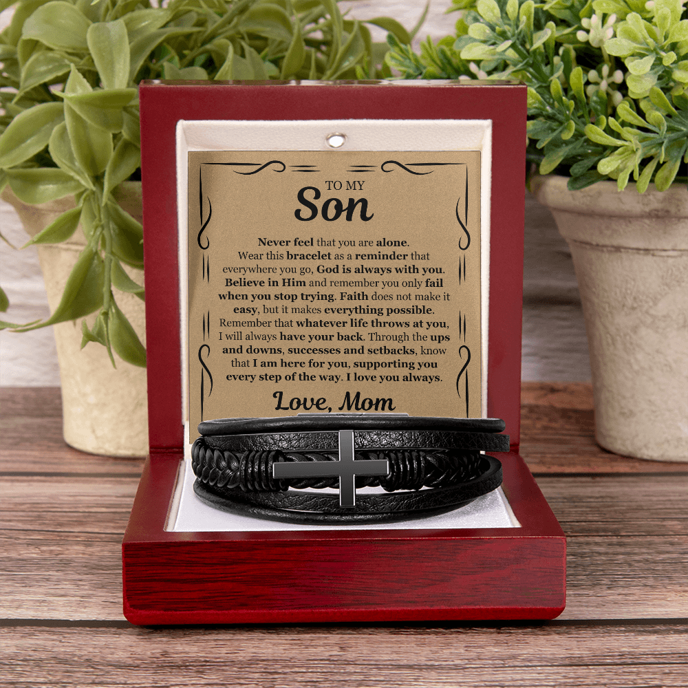 Cross Bracelet - To My Son "I Am Here For You"