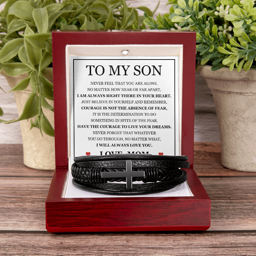 Men's Cross Bracelet - To My Son "I Will Always Love You"