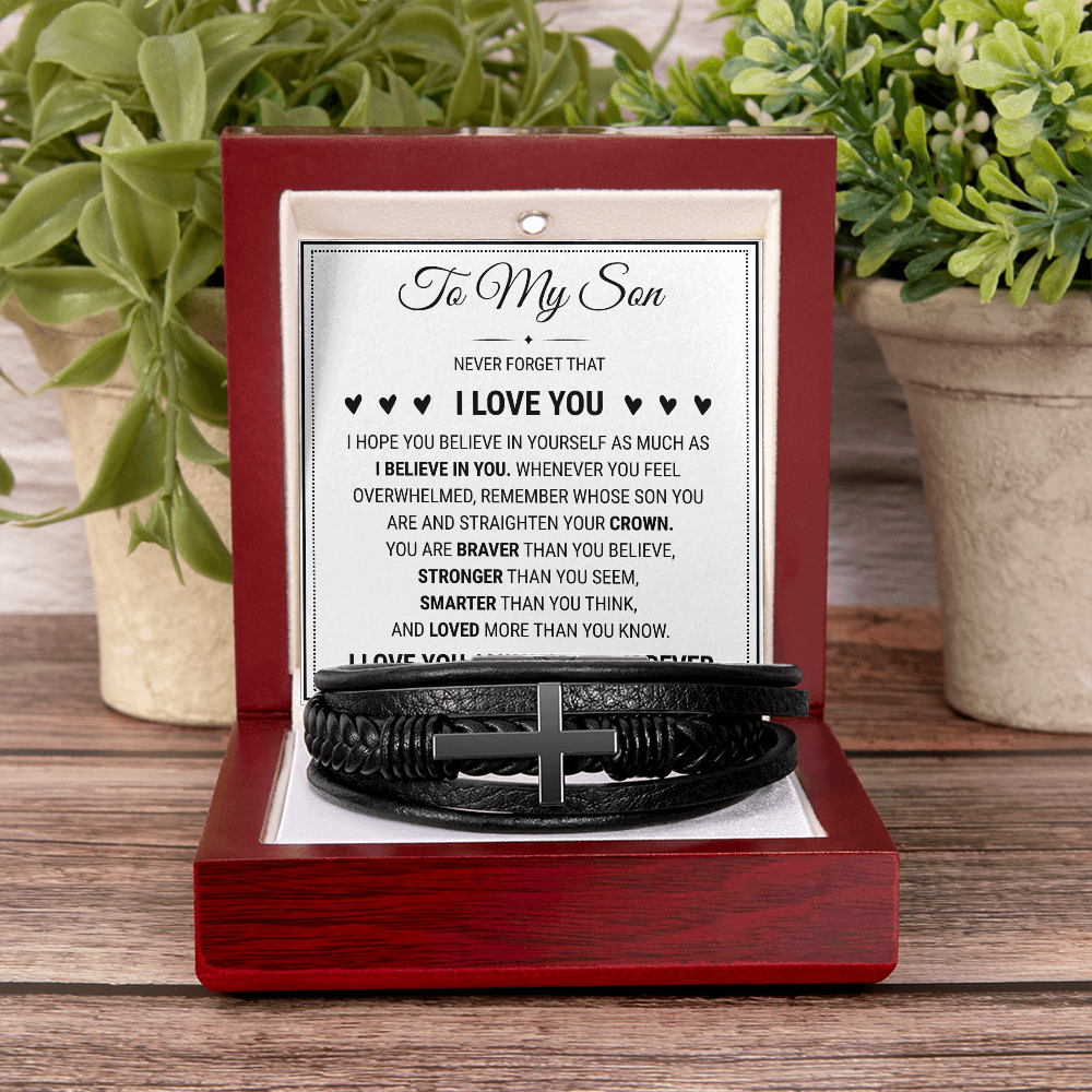 Men's Cross Bracelet - To My Son