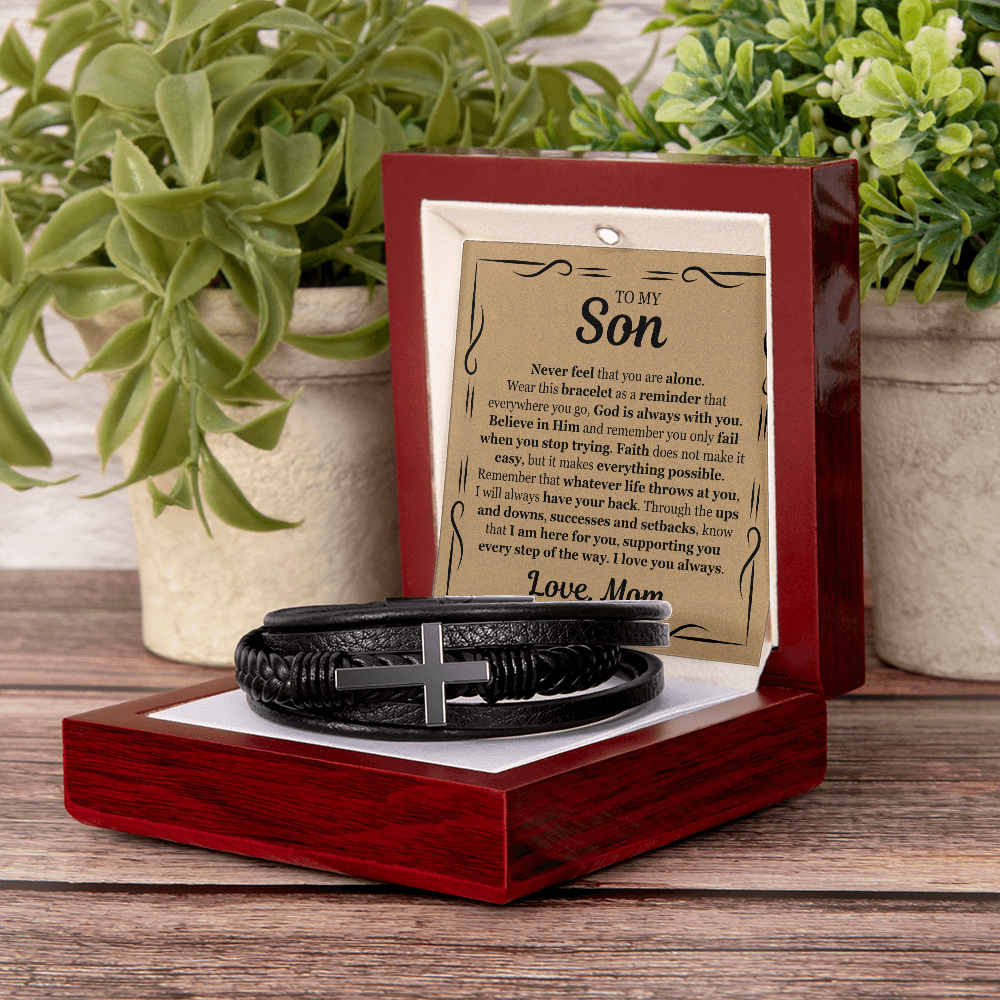 Cross Bracelet - To My Son "I Am Here For You"